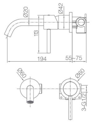 GRIFERÍA EMPOTRADA MONOMANDO MONZA