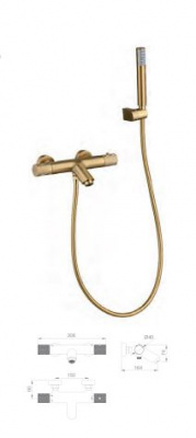 GRIFERIA TERMOSTÁTICA BAÑO/DUCHA LINE ORO CEPILLADO