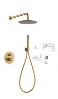 GRIFERIA TERMOSTATICA DUCHA EMPOTRADA LINE ORO CEPILLADO