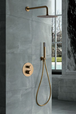 GRIFERIA TERMOSTATICA DUCHA EMPOTRADA LINE ORO CEPILLADO