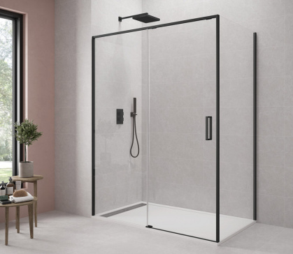 MAMPARA TWENTY BLANCK FRONTAL + LATERAL FIJO NEGRO